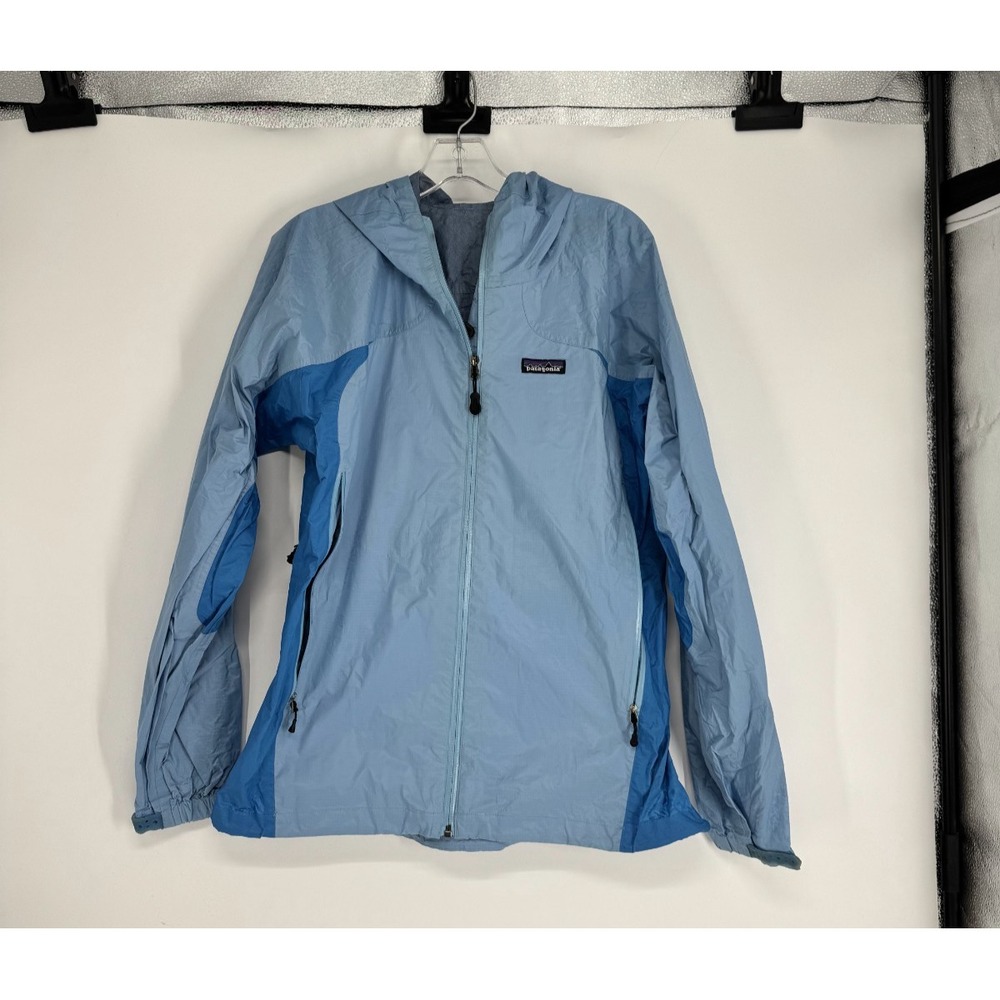 Patagonia Rain Shadow Jacket Womens Size Large H2No Waterproof Hooded Light Blue